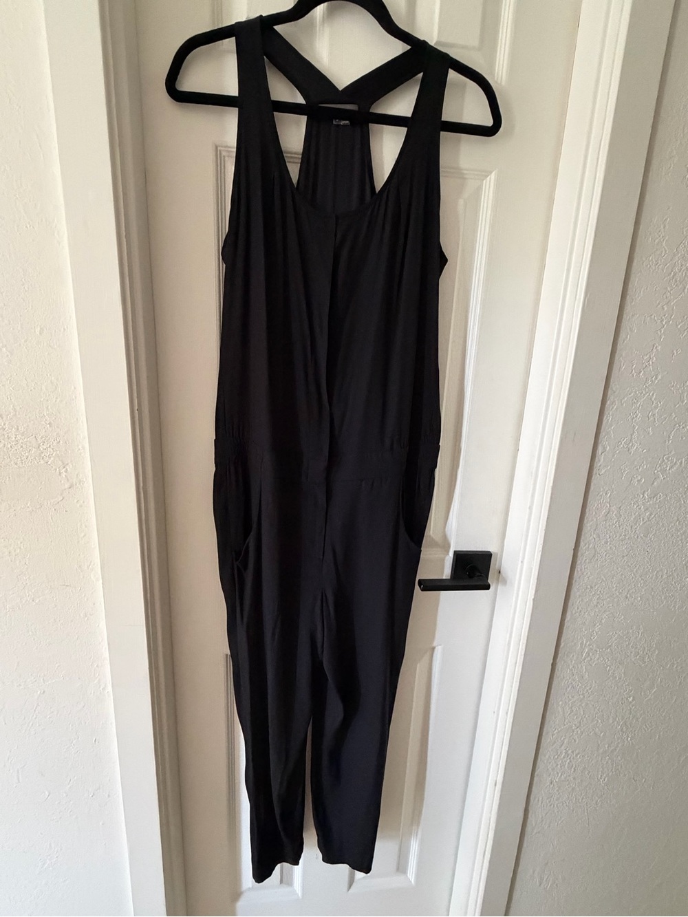 Vince Black Sleeveless Cross-Back Romper Jumpsuit